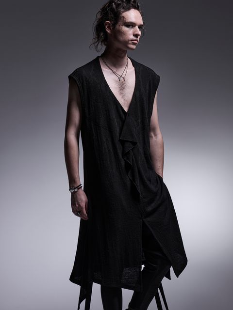【予約品 7月13日(日) 締切】Flare Frill Long Tank Top / フレアフリルロングタンクトップ / ブラック
