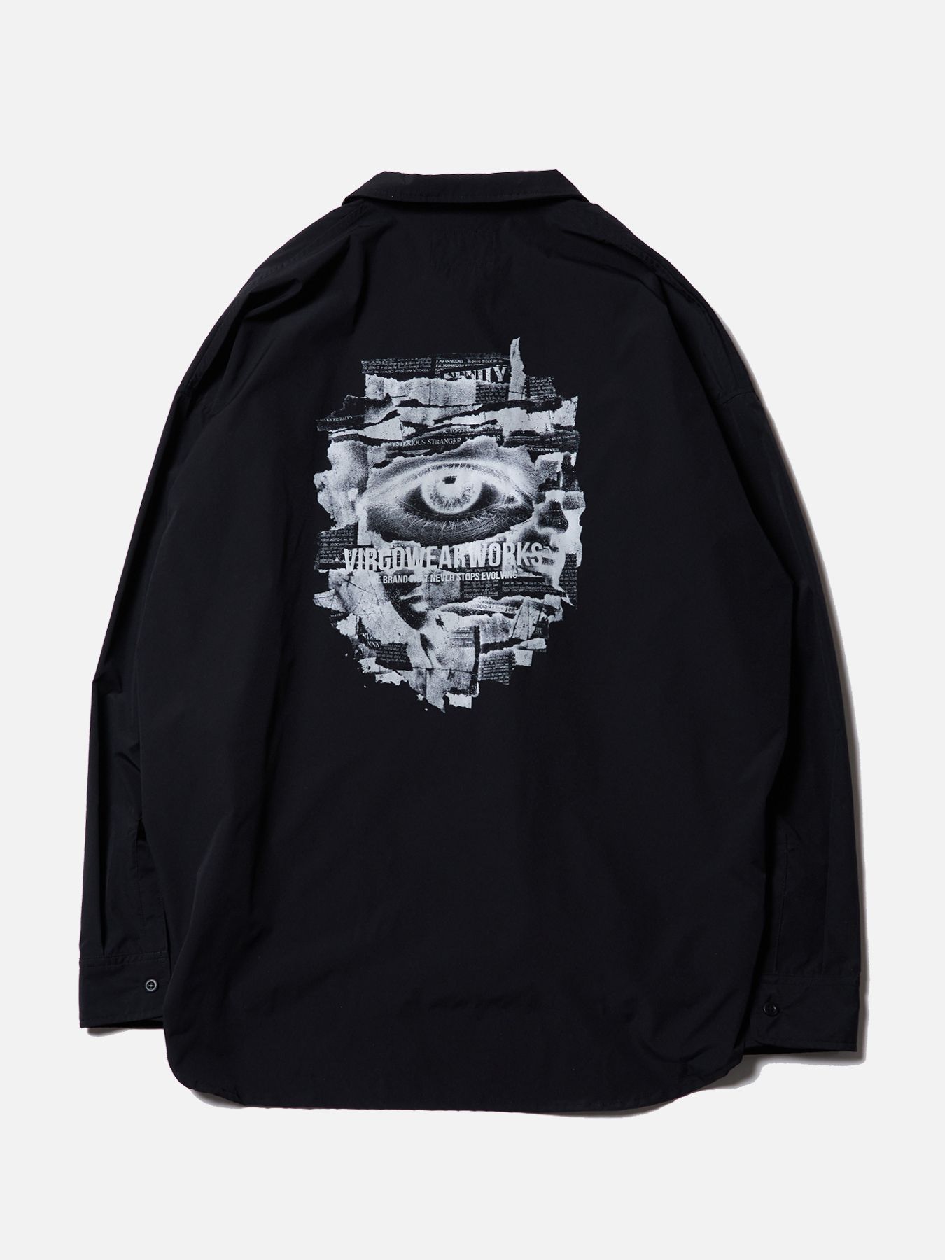 COLLISION SHIRT / プリント ワイドシルエットシャツ / BLACK
