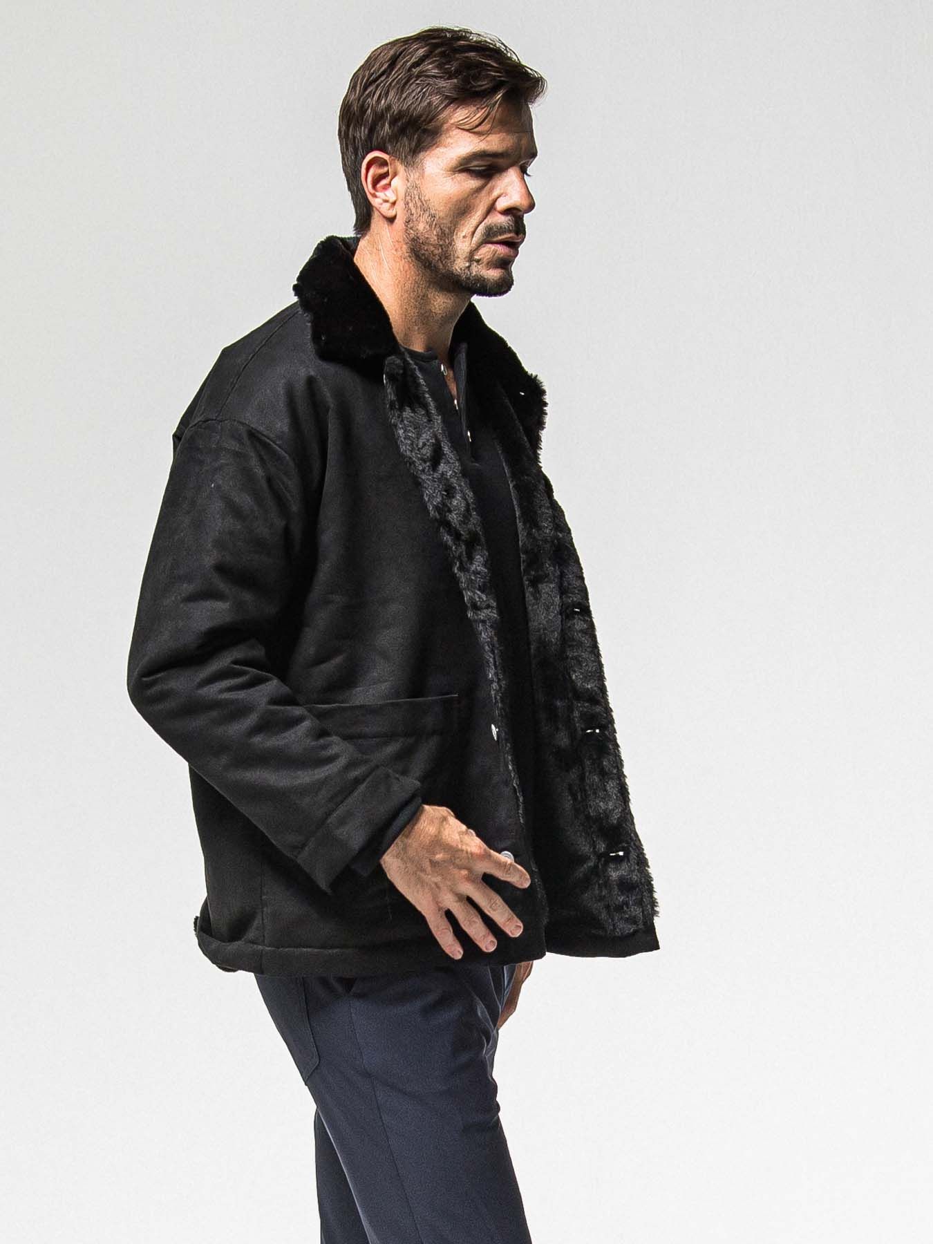 【予約品 】SUEDE FUR CAVER ALL / スウェードファーカバーオール / ブラック