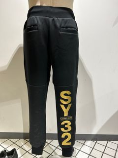 DOUBLE KNIT EMBOSS CAMO LOGO LONG PANTS / ブラック×ゴールド 【SY32 by SWEET YEARS】