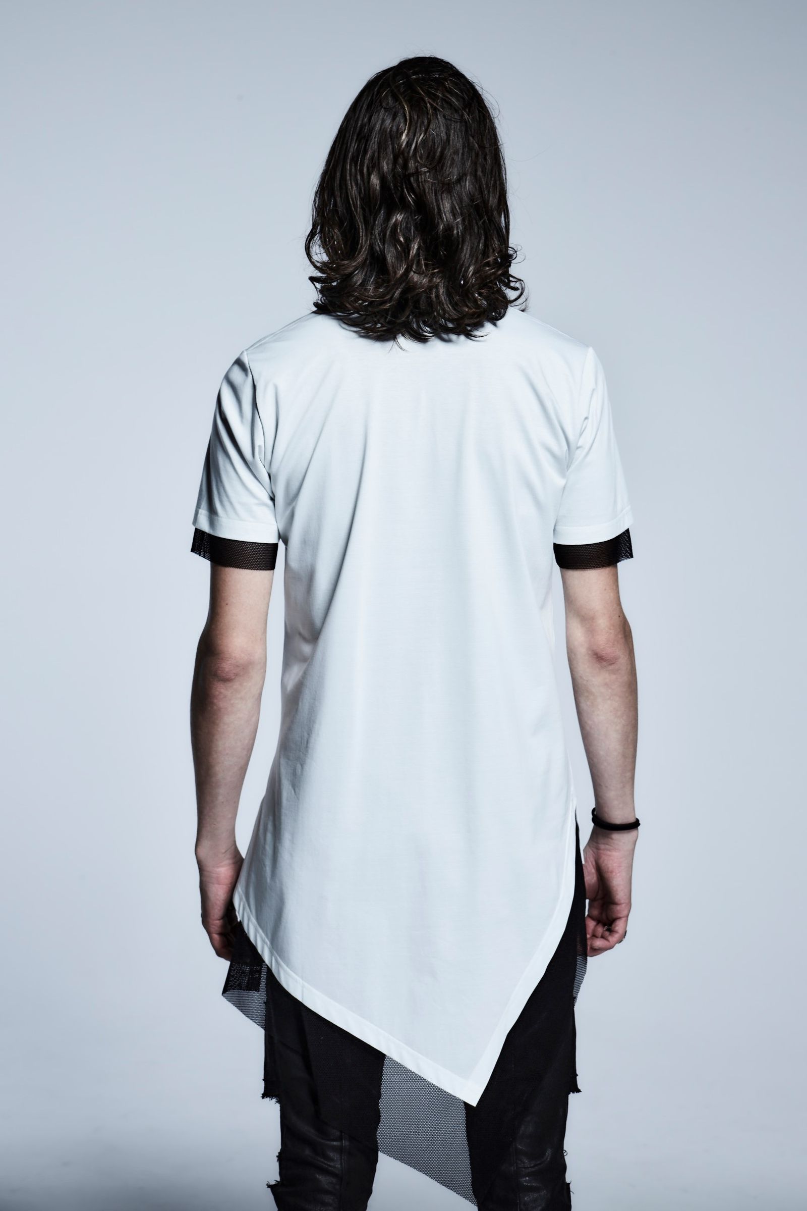 《予約品》 LayerdAsymmeT-Shirts Jersey+Mesh / White&Black 【kiryuyrik】 3月入荷予定