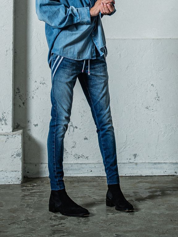 《予約11月17日19時締め》 EX denim jersey  EDGE   PT / ジャージ ダークインディコブルー