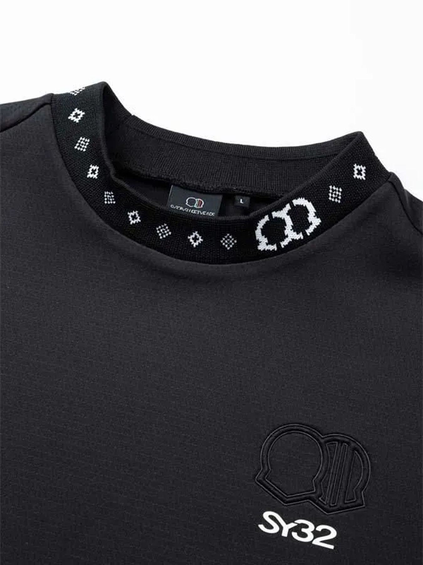 DOUBLE MESH KNIT L/S MOCK / ダブルメッシュニット モックネック / ブラック【SY32 by SWEET YEARS GOLF】