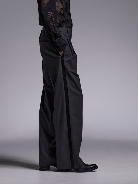 【予約品 1月4日(日) 締切】Side Line Wide Slacks / サイドライン ワイドスラックス / グレー