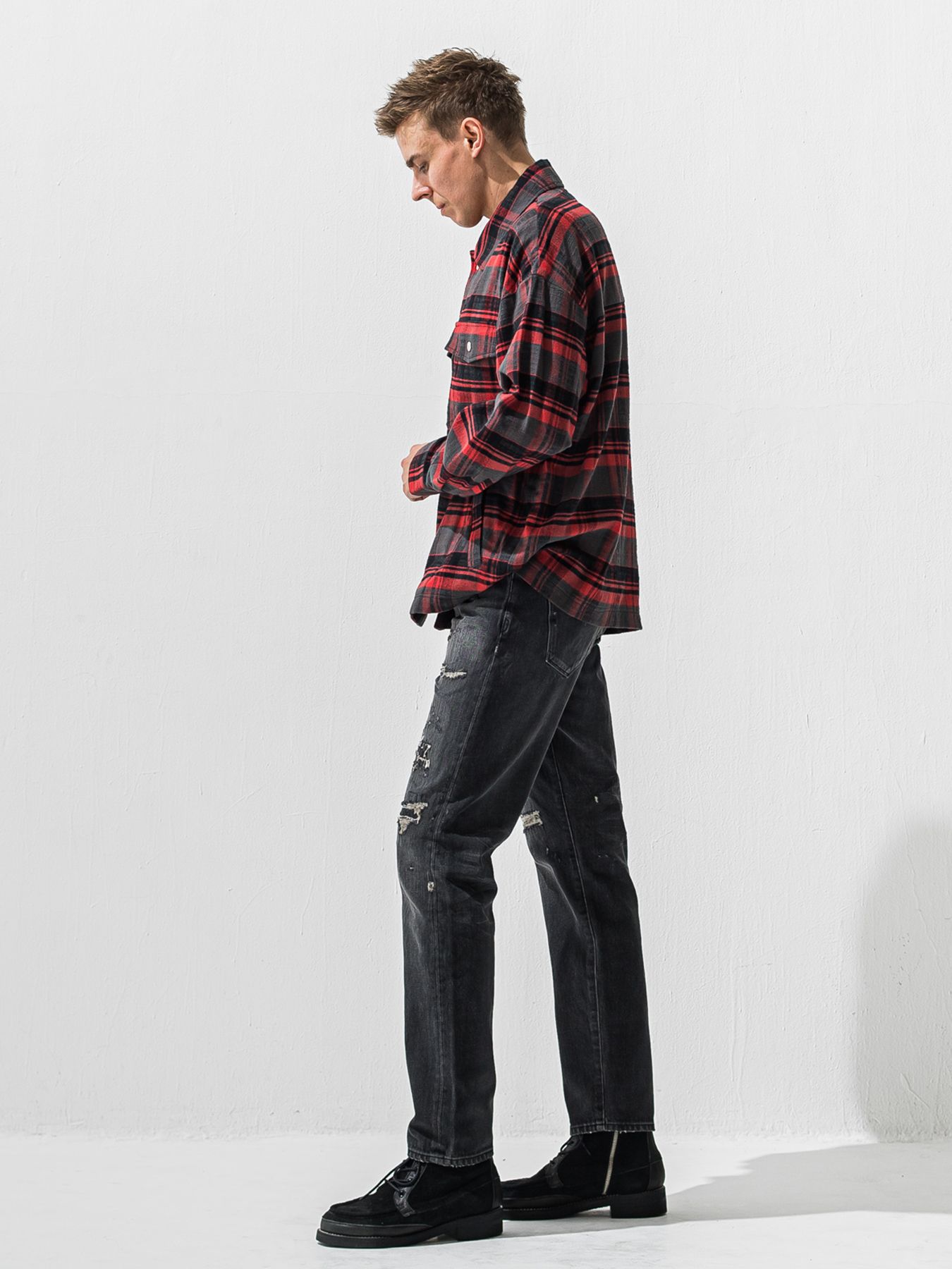 【予約品 9月6日(日) 締切】SCOTT JEANS / ライトオンスヴィンテージジーンズ / ブラック ユーズド