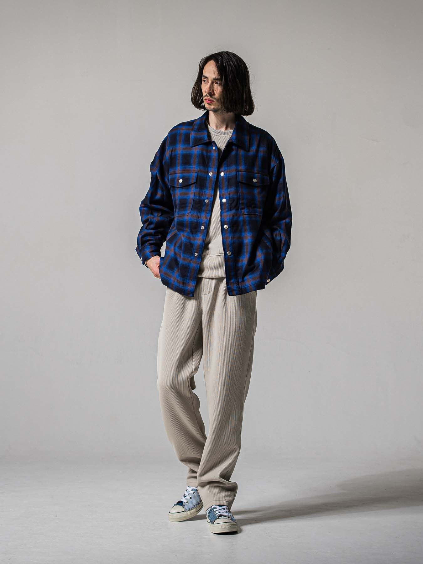 【予約品 11月16日(日) 締切】50s CHECK JK / オンブレチェック シャツジャケット / ブルー