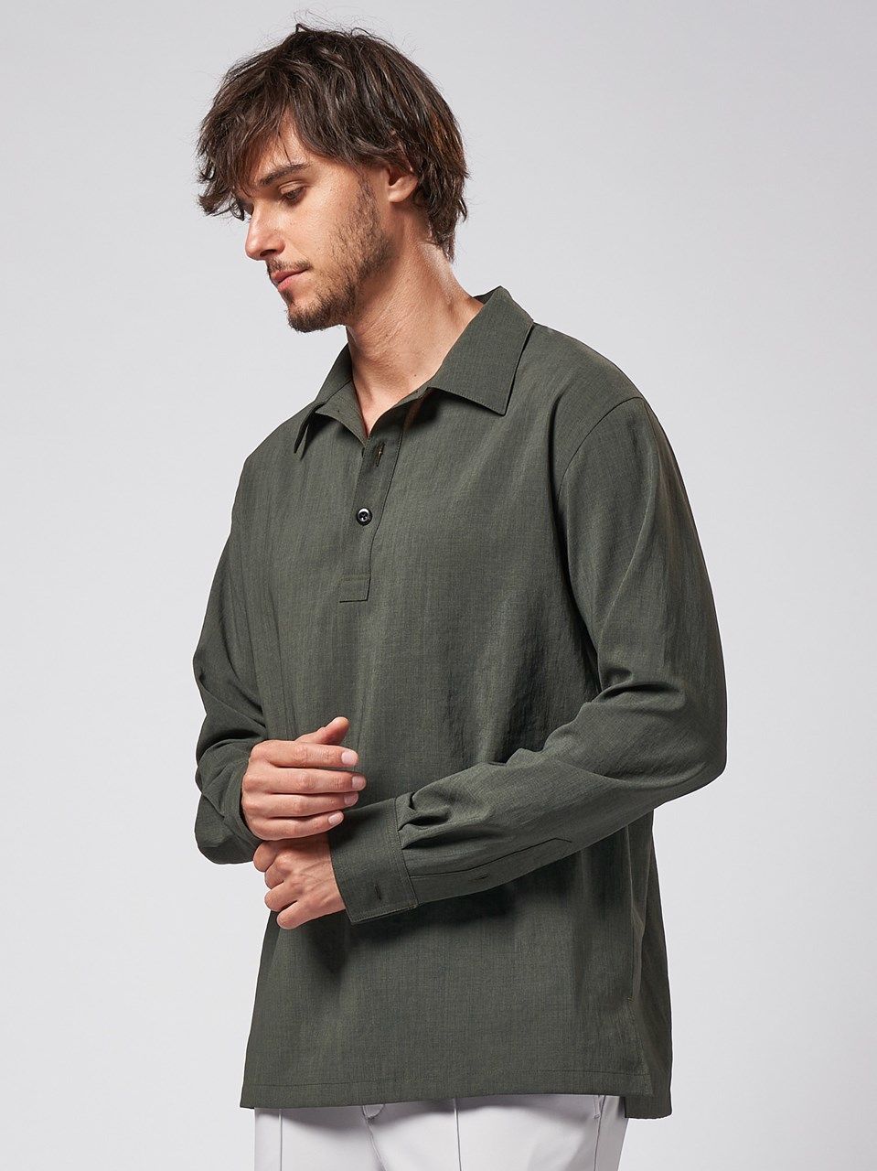 《予約品》 shirt pullover / プルオーバーシャツ / カーキ