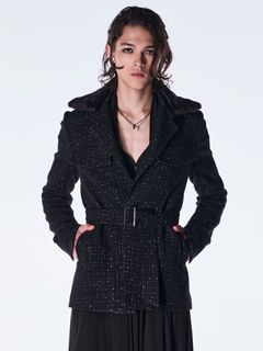 【予約品 6月29日(月) 締切】Tweed Fur Safari Blouson / ツイード ファーサファリブルゾン / ブラック