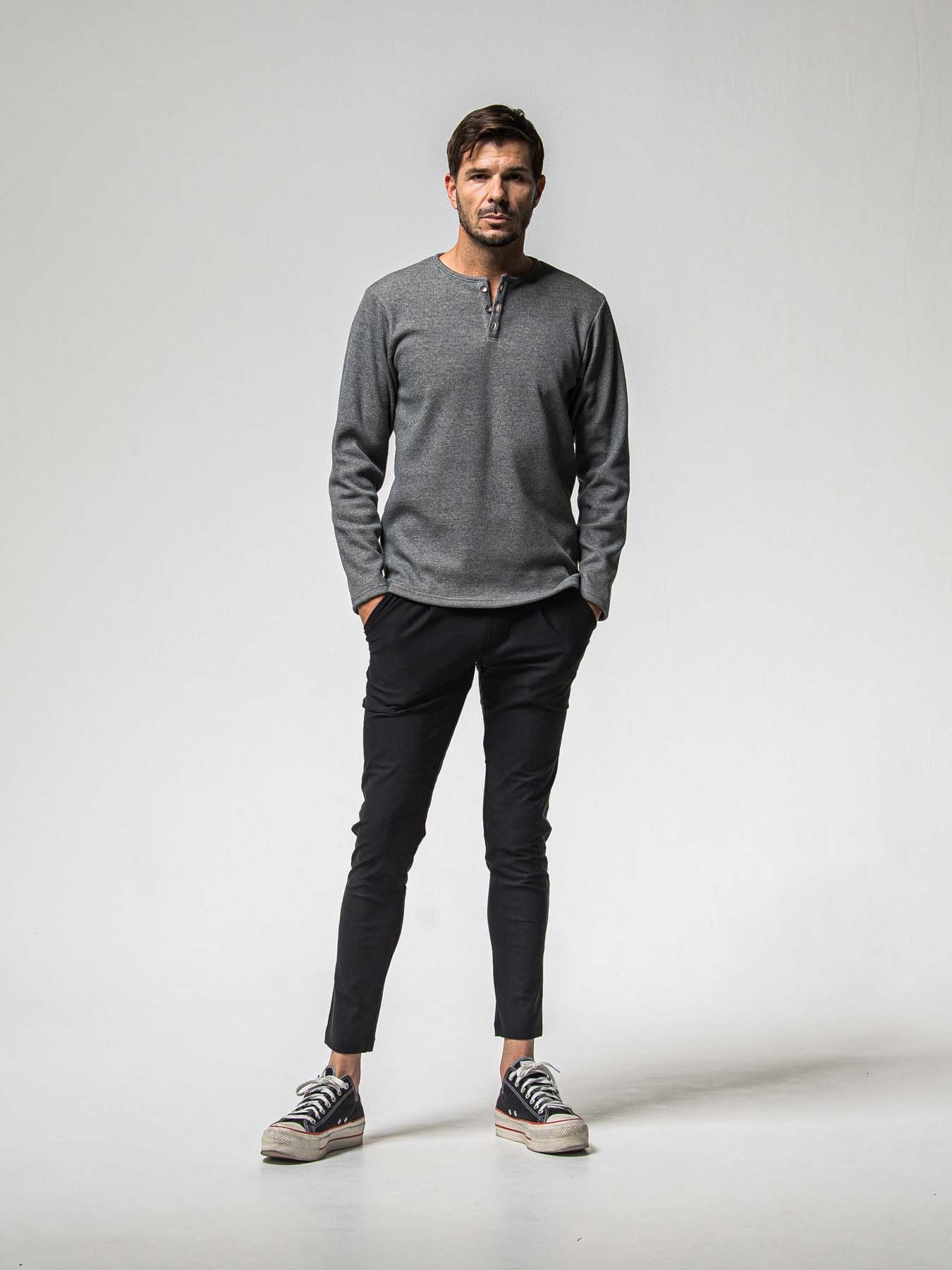 【予約品 8月31日(日) 締切】VELOURS FLEECE THERMAL HENRY / ベロアフリース サーマル ヘンリーネック / グレー
