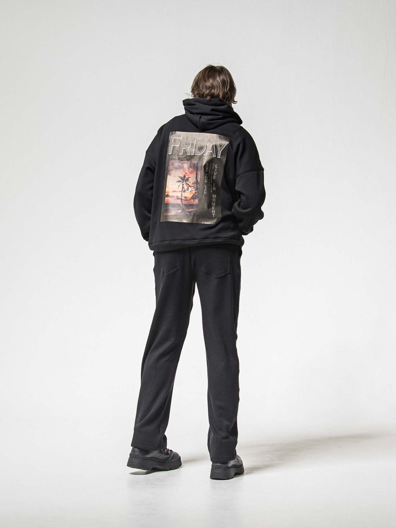 【予約品 8月31日(日) 締切】 VELOURS FLEECE WIDE TUCK PANTS / ベロアフリース ワイドタックパンツ / ブラック