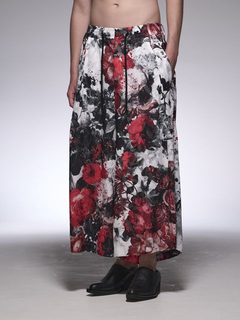《予約品》 SplashFloraWideTuckSlacks / ワイドタックスラックス / ホワイト＆レッド