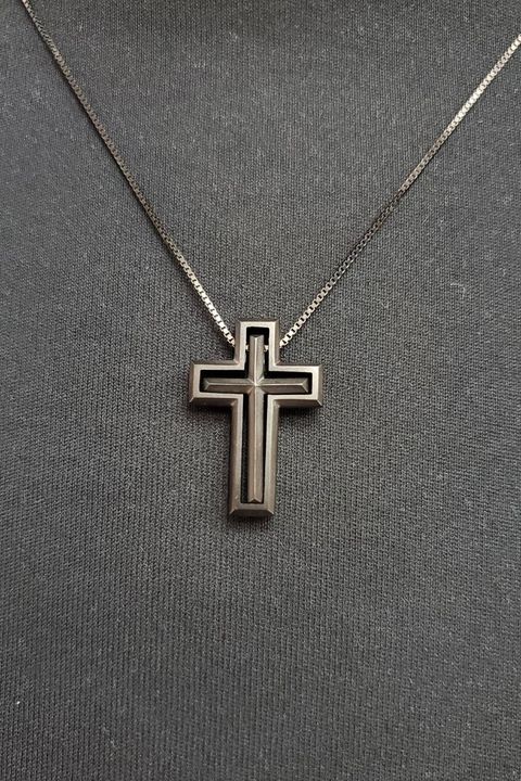 ARCHITECT W CROSS PENDANT / SV925.MATTE BK
