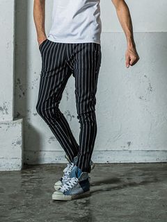 《予約11月17日19時締め》 CHRIS EASY  PANTS / イージーパンツ / ブラック・ストライプ