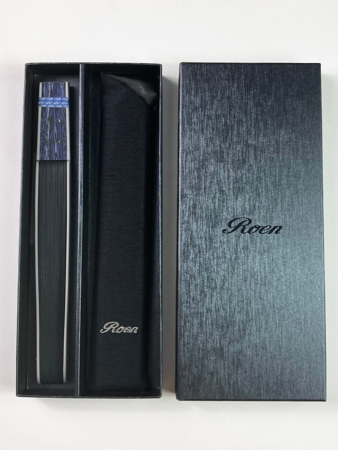 ROEN FAN 和紙ブルーレオパードセット -10BLACK- 扇子 Roen×京都 白竹堂