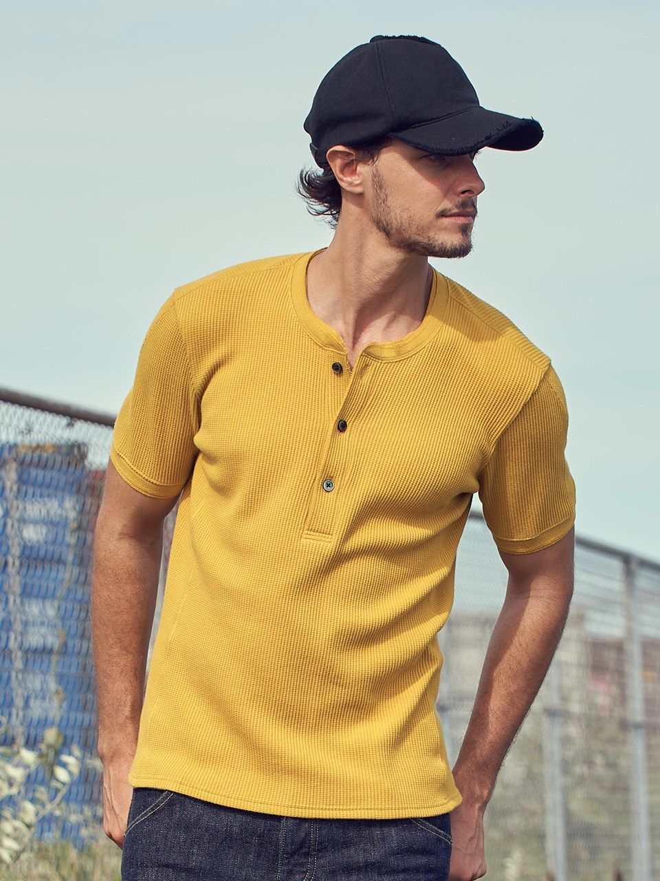 《予約品》 waffle henley / Tシャツ / イエロー