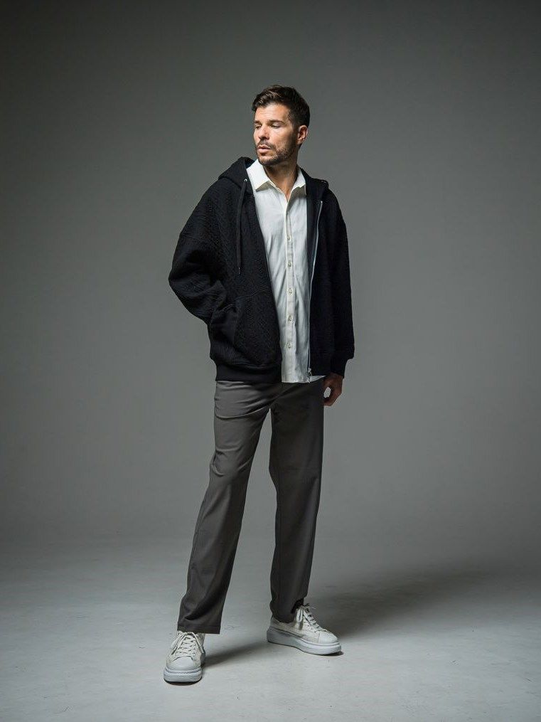 ROPE  zip loose hoodie  / ジップパーカー / ブラック 【RESOUND CLOTHING】