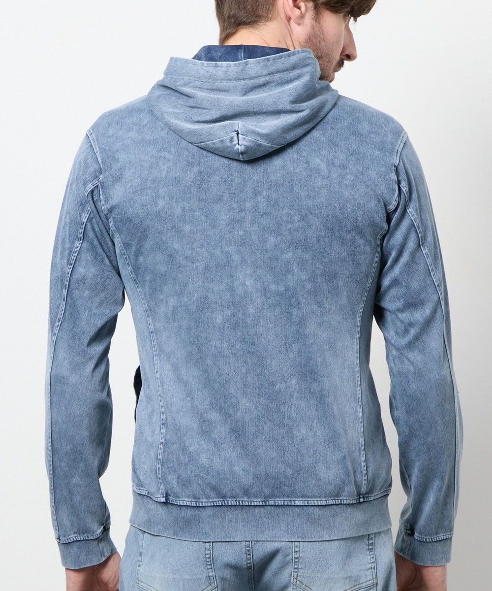 ハイテンションジャージーデニムジップアップパーカー【HIDEAWAYS NICOLE】