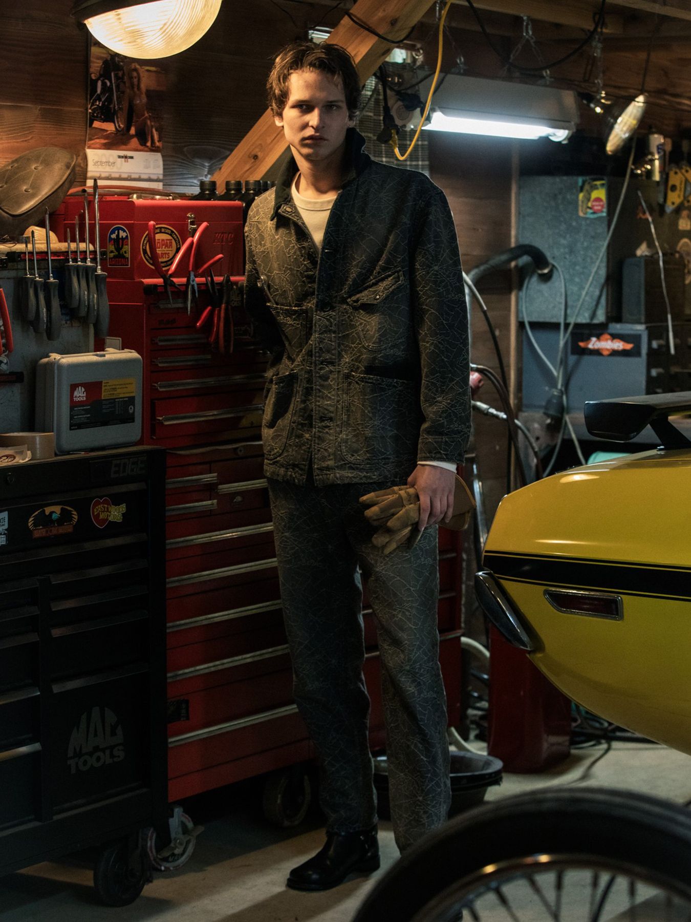 【予約品 3月9日(月) 18:00 締切】SPIDER JAQ DENIM JKT / スパイダー ジャガード デニム カバーオールジャケット / ブラック