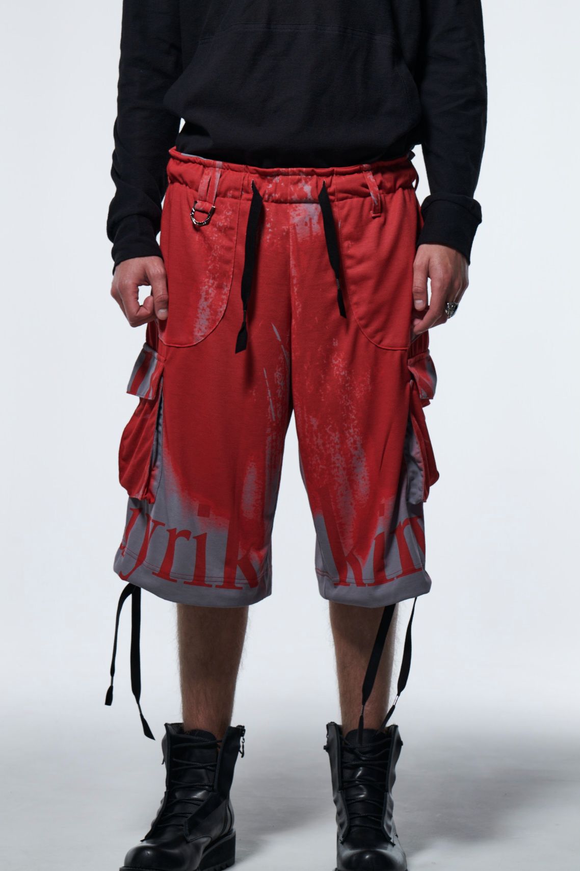 《予約品》 FlareShortCargoPants / レッド＆グレー 【kiryuyrik】 2023年2月以降入荷予定