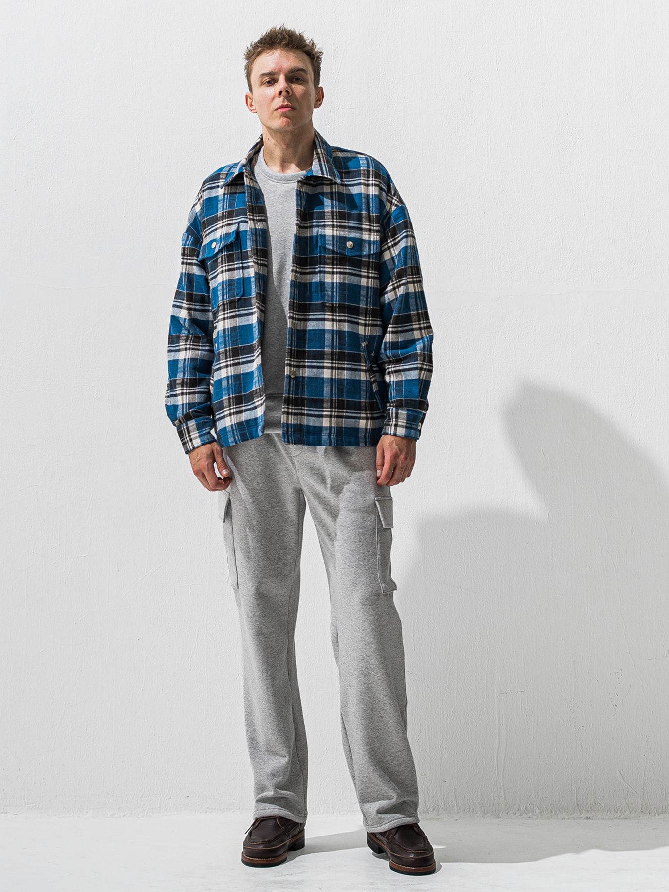 【予約品 9月6日(日) 締切】RC VELOURS FLEECE DROP TRAINER / RCレザーワッペン 裏起毛 ルーズトレーナー / グレー
