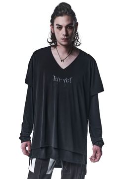 《予約品》 LayerdLongSleevesV-T-Shirts Tシャツ BEATENJIKU / Black&Black 【kiryuyrik】 7月入荷予定