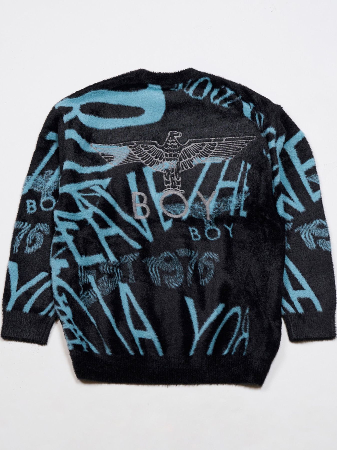 ”LEAVE THE BOY ALONE" SHAGGY JACQUARD KNIT / ジャガードニット / ブラック