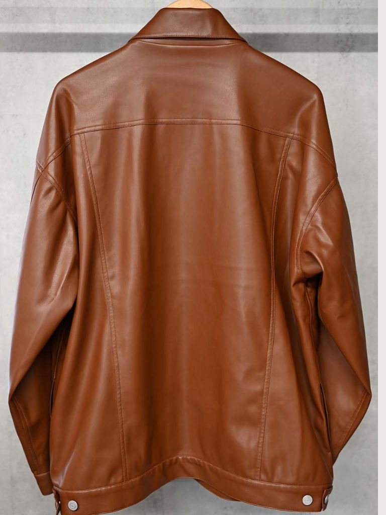 《予約9月1日18時締め》 LEATHER OVER 2ND G  / エコレザーGジャン / キャメル