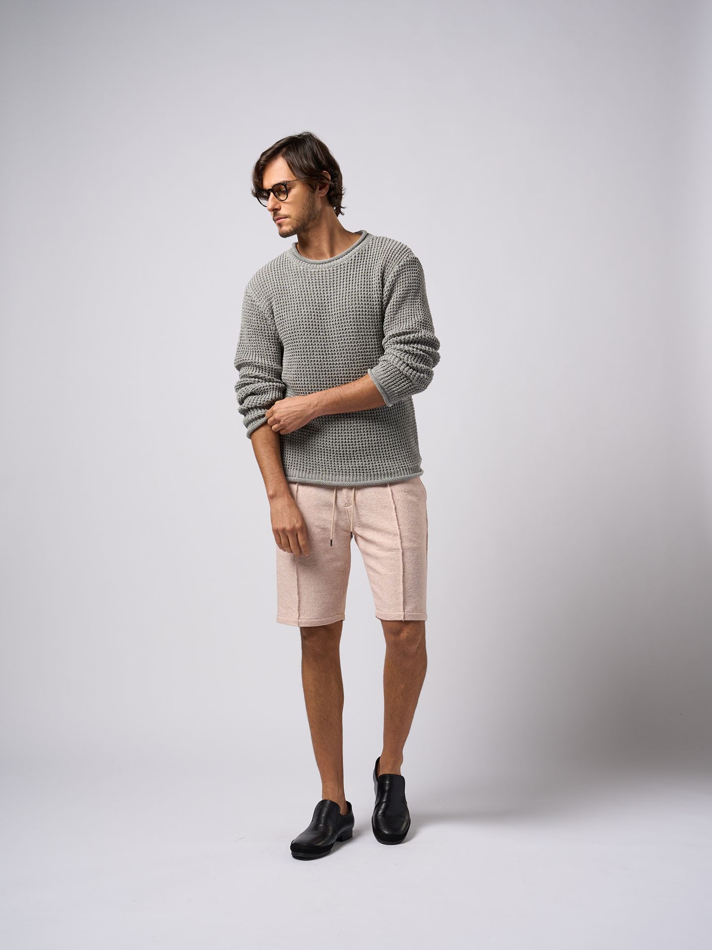 【予約品9月19日 10時締め】 GIMA roll crew knit / クルーネックニット / グレー