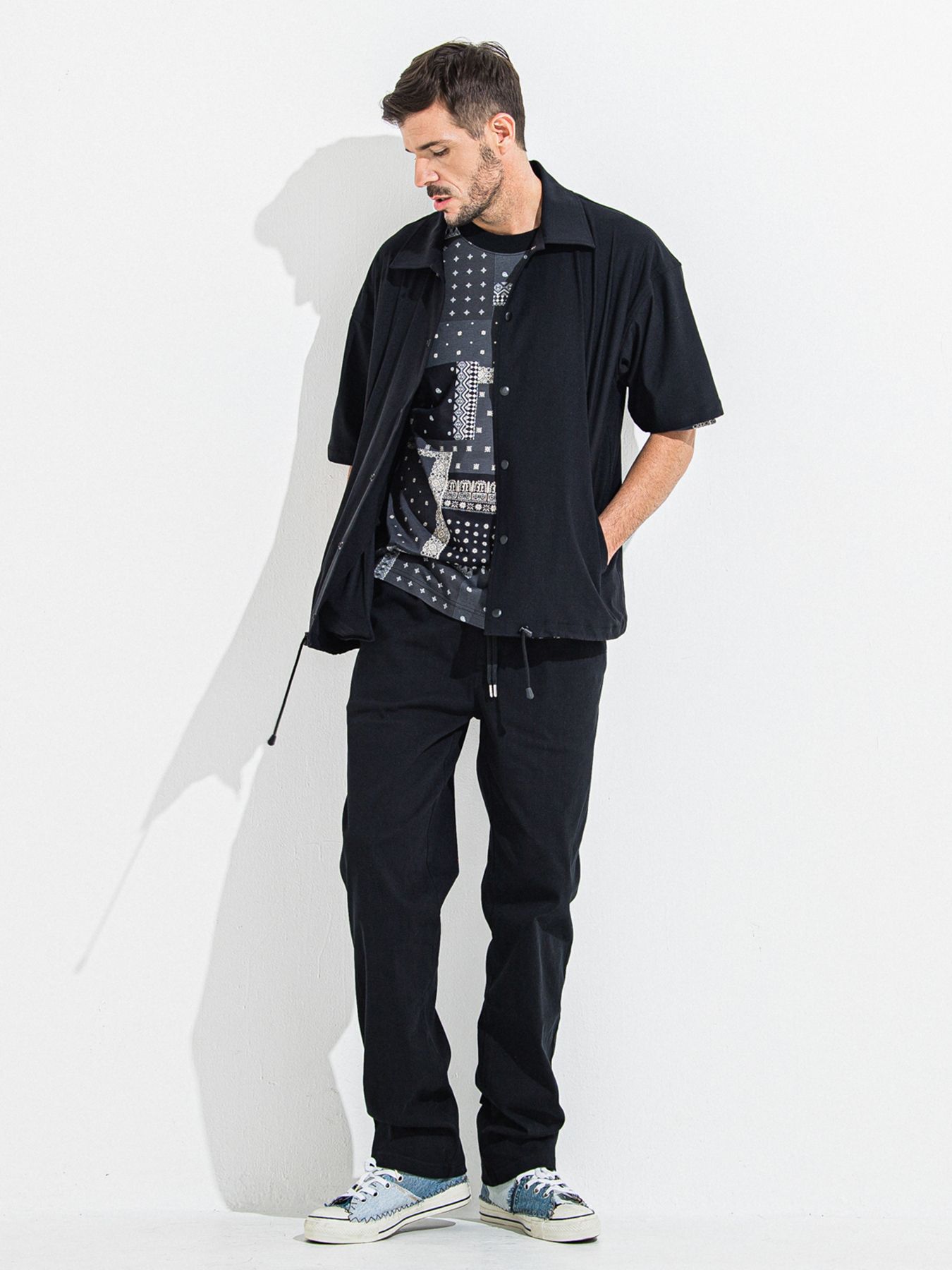 【予約品 】DENIM JERSEY WIDE PT / デニムジャージワイドパンツ / ブラック