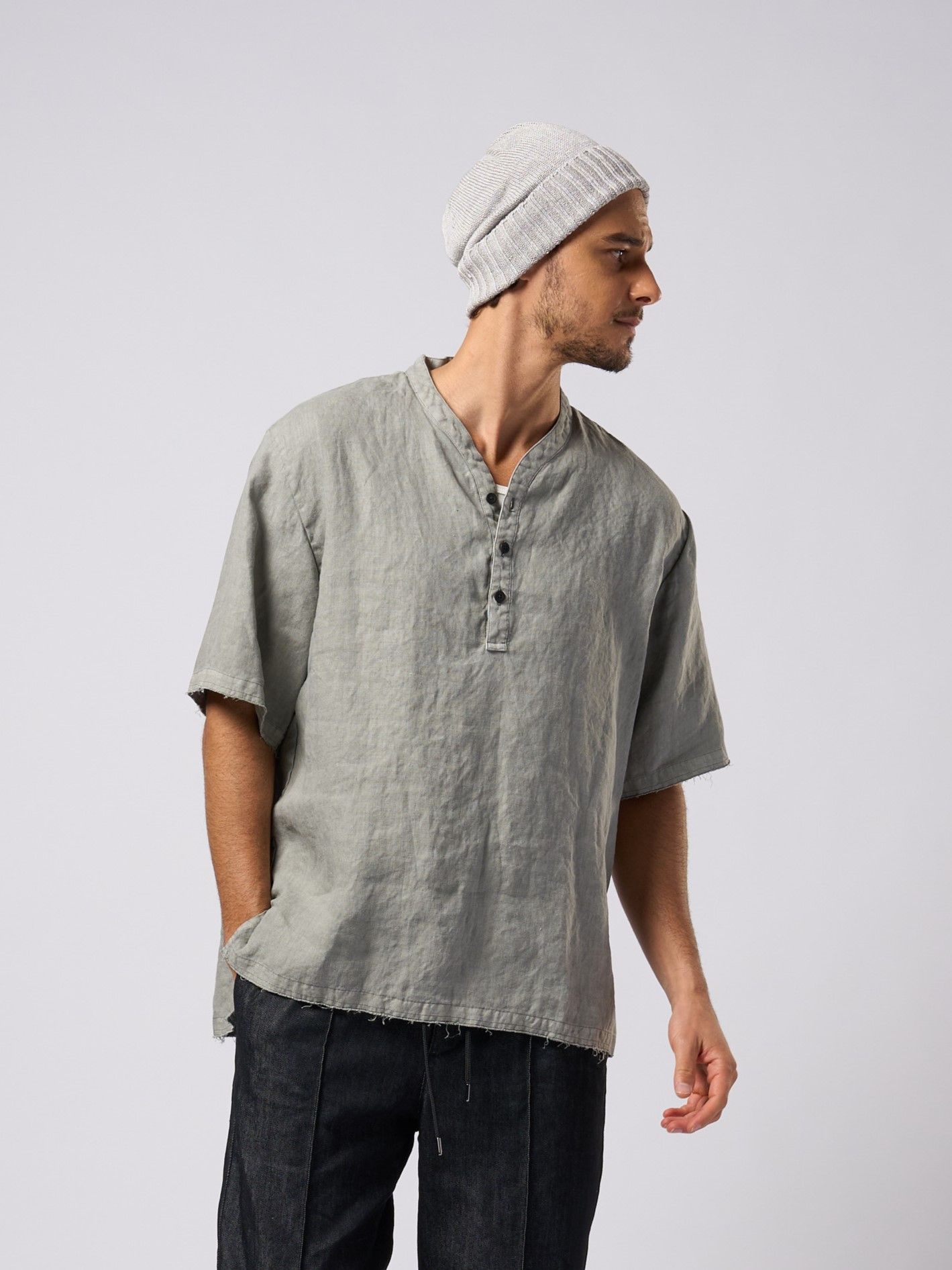 【予約品9月16日 10時締め】 smart collar pullover H/S / シャツ / ダークグレー