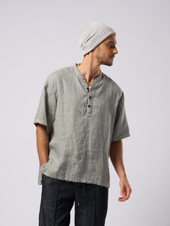 【予約品9月16日 10時締め】 smart collar pullover H/S / シャツ / ダークグレー