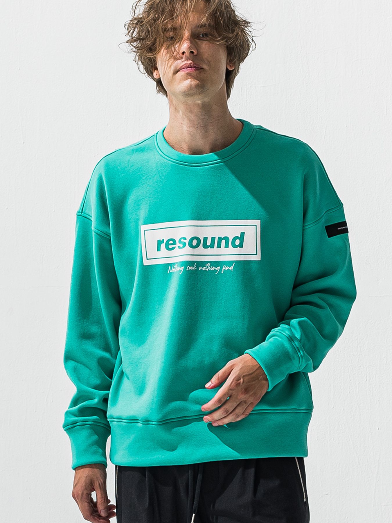 【予約品 9月6日(日) 締切】BOX VELOURS FLEECE DROP TRAINER / ボックスロゴ 裏起毛 ルーズトレーナー / ブルーグリーン
