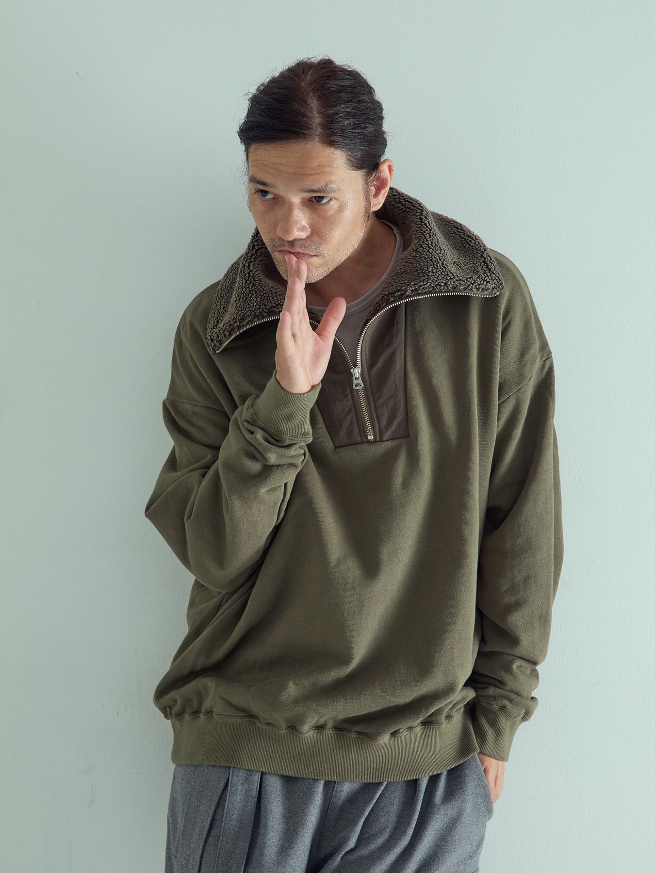 【予約品 】TEXUNION / ボアジップアップ スウェット / サンド