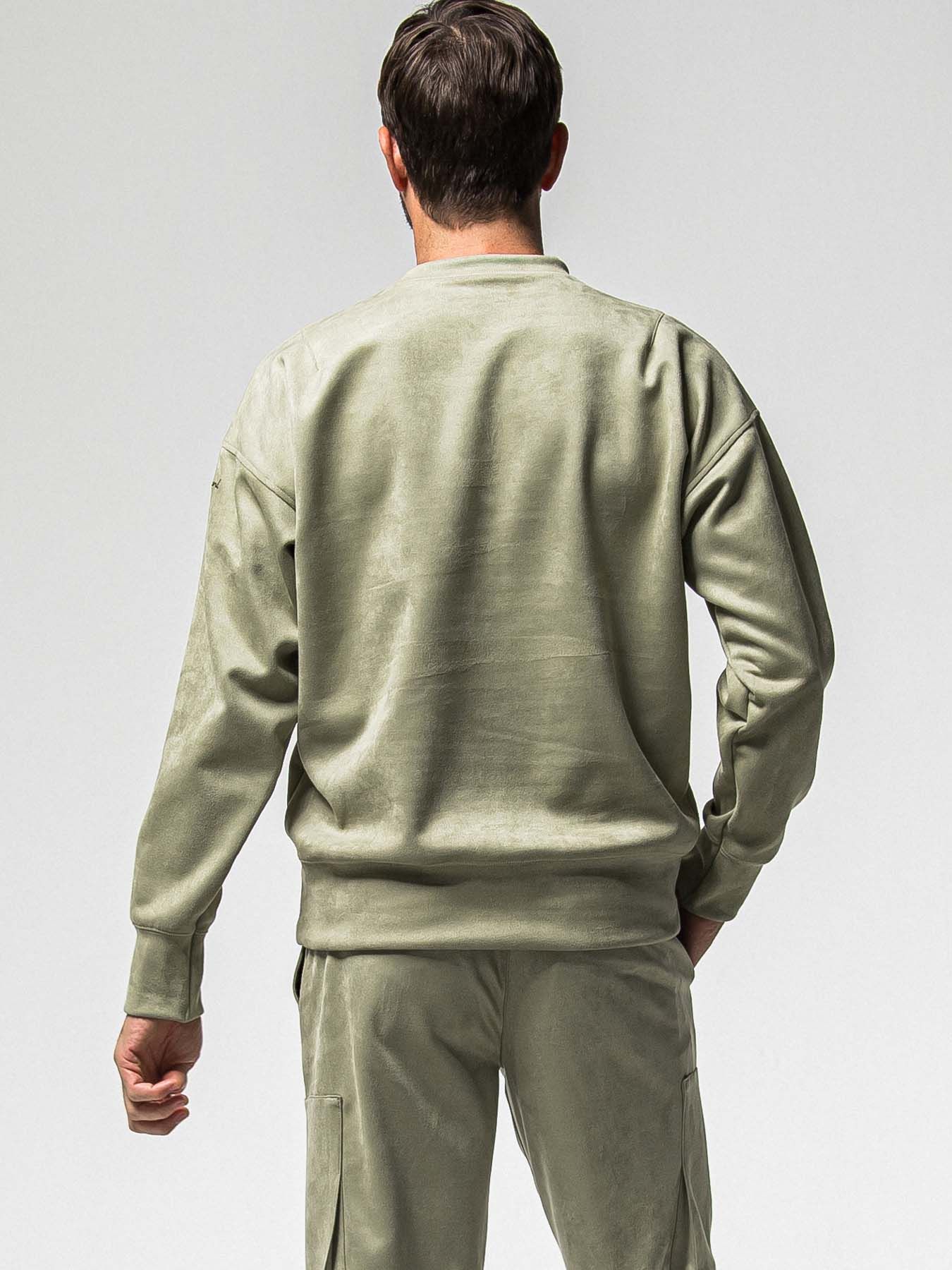 【予約品 8月31日(日) 締切】SUEDE DROP TRAINER / スウェード ドロップショルダートレーナー / カーキ