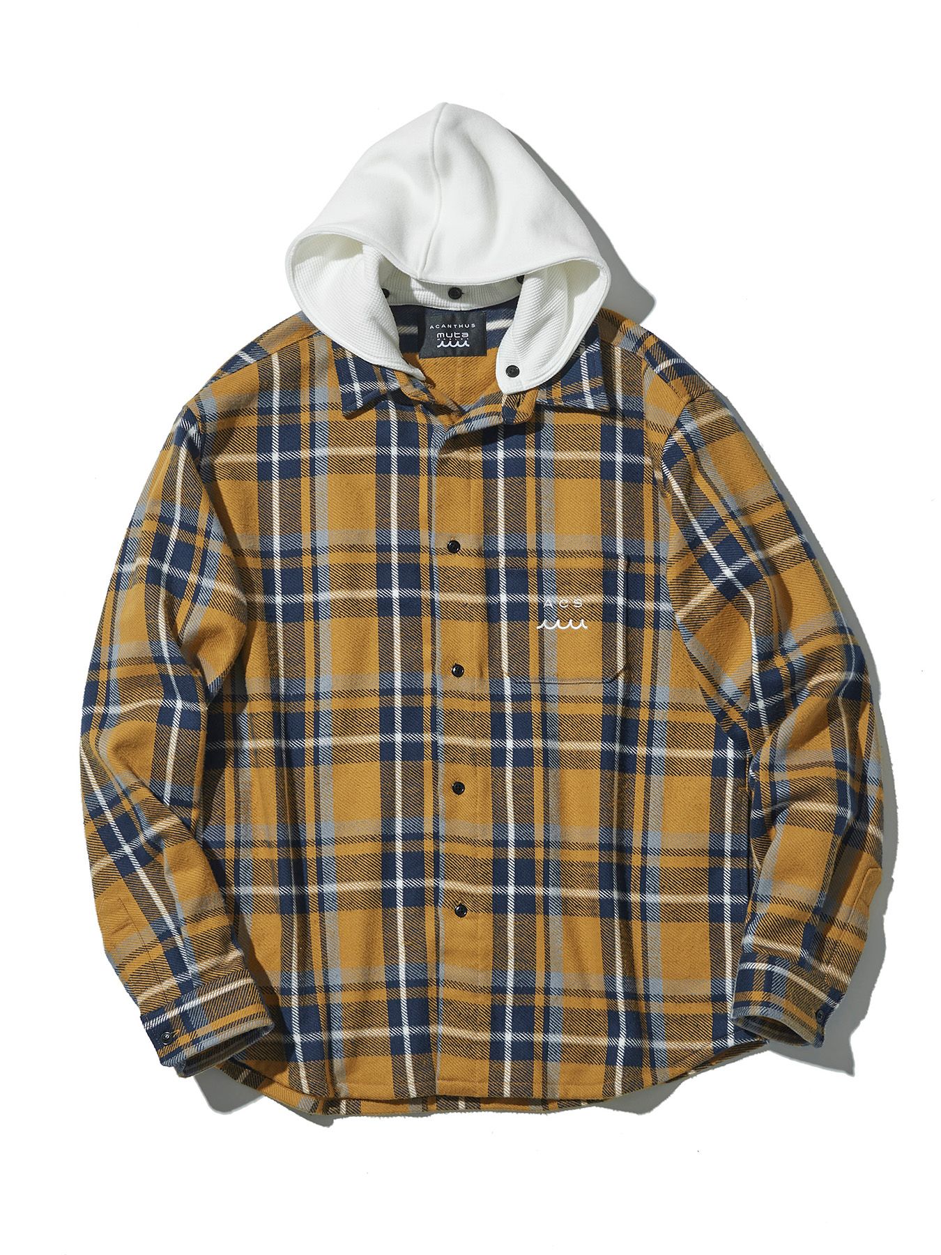 【予約品 】muta Hooded Flannel Shirts / フードシャツジャケット / イエロー【Acanthus × muta MARINE】