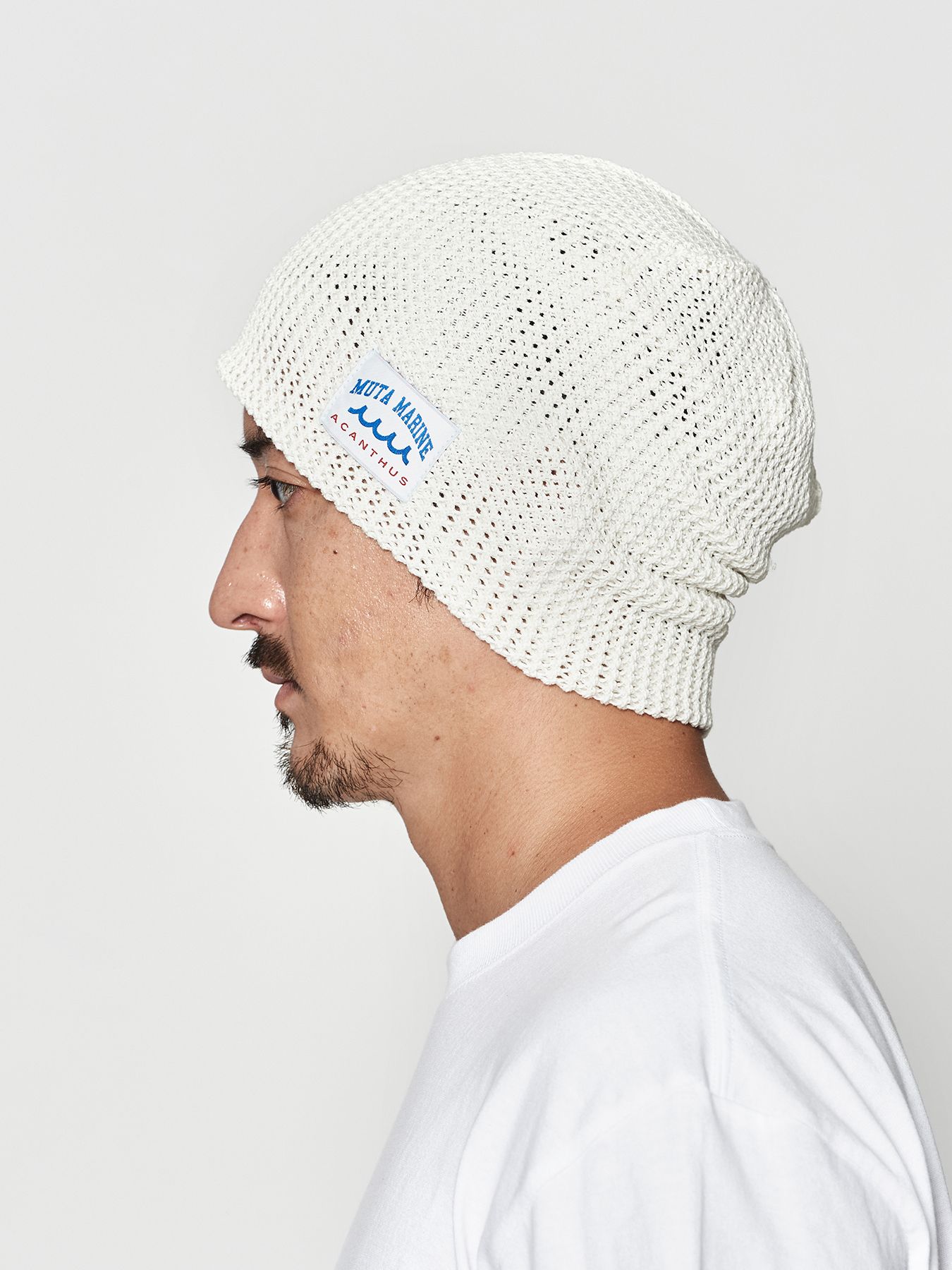 【予約品 10月9日(木) 締切】muta Mesh Back Pool Knit Cap / ニット帽 / ホワイト【Acanthus × muta MARINE】