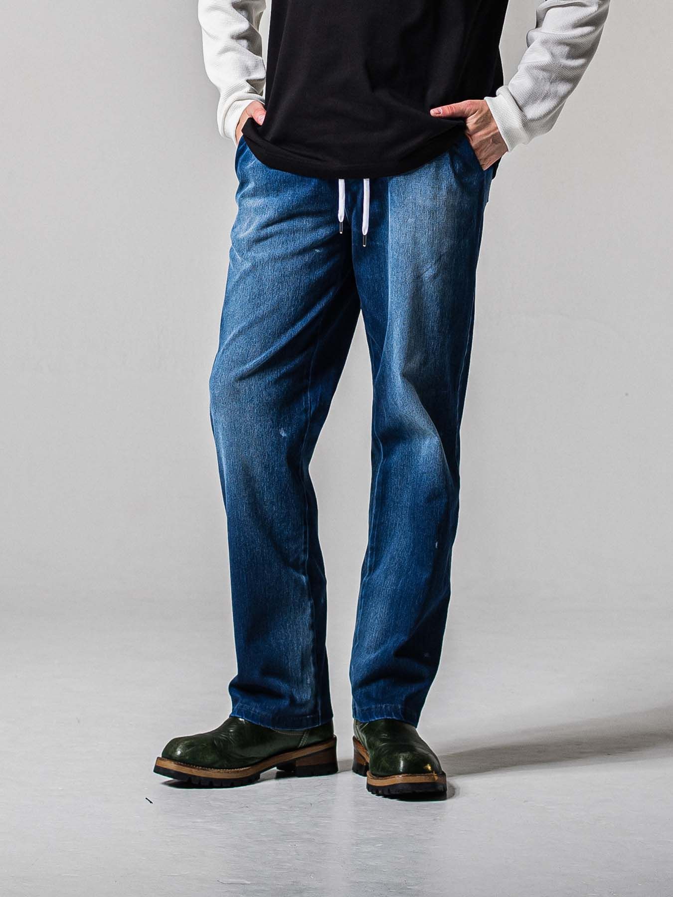 【予約品 11月16日(日) 締切】DENIM JERSEY WIDE PT / デニムジャージ セミワイドシルエット ワンタックイージーパンツ / ダークインディゴ