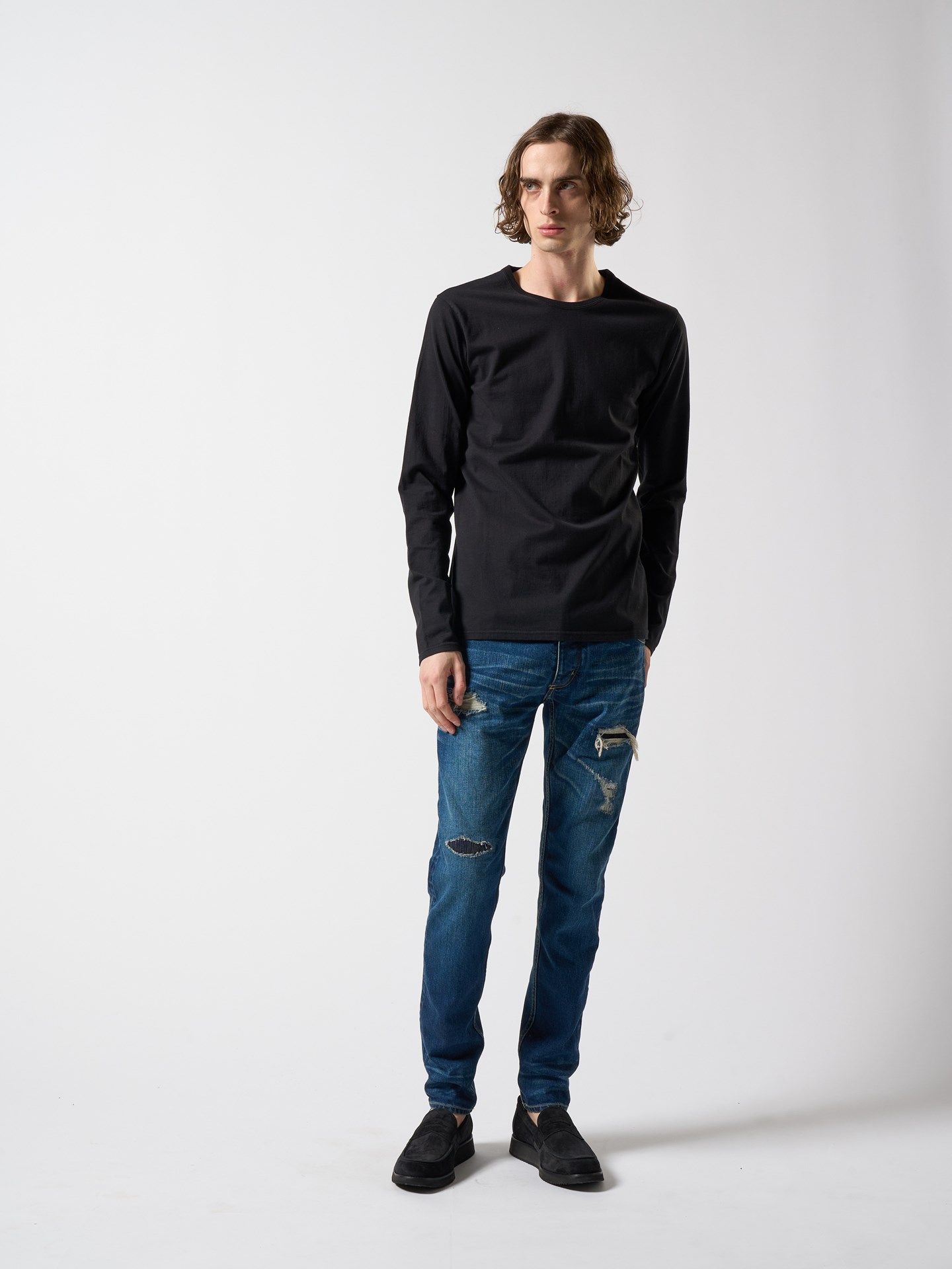 【予約品】 basic crew-neck L/S / クルーTシャツ / ブラック