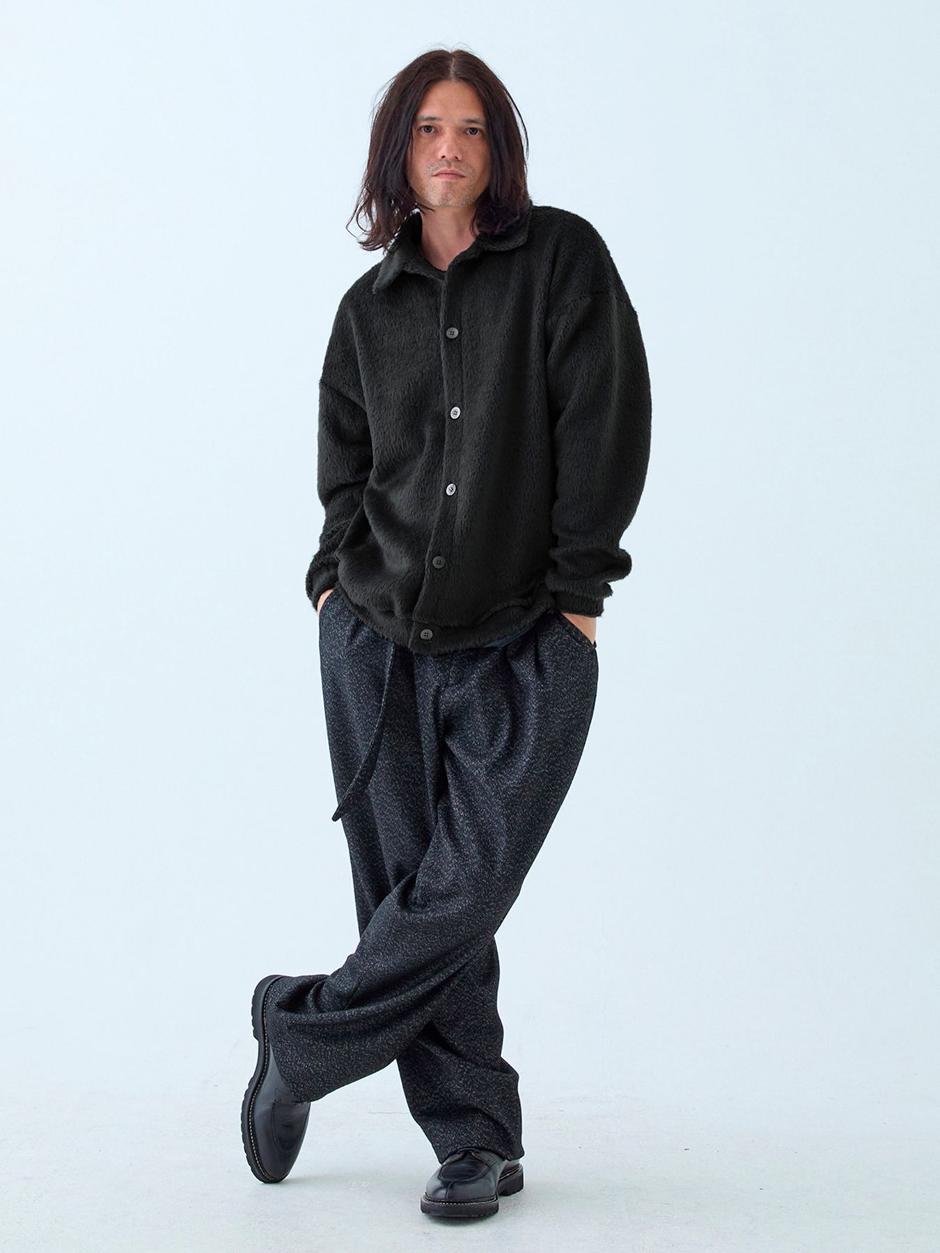 【予約品 6月2日(月) AM10時 締切】Haggylux / モヘアシャツ / 杢ブラック