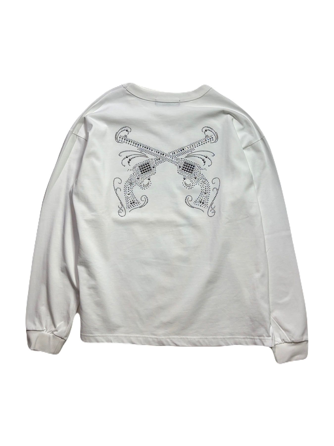 【予約品 3月9日(月) 18:00 締切】CROSSGUN CRY L/S T / クリスタルクロスガン ロンT / ホワイト