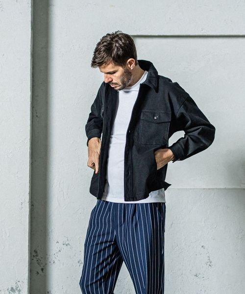 《予約11月17日19時締め》 DENIM JERSEY  OVER CPO  / デニムジャージ / ブラック