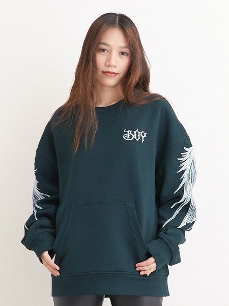 WING SLEEVE CREW NECK SWEAT / GREEN 【BOY LONDON】