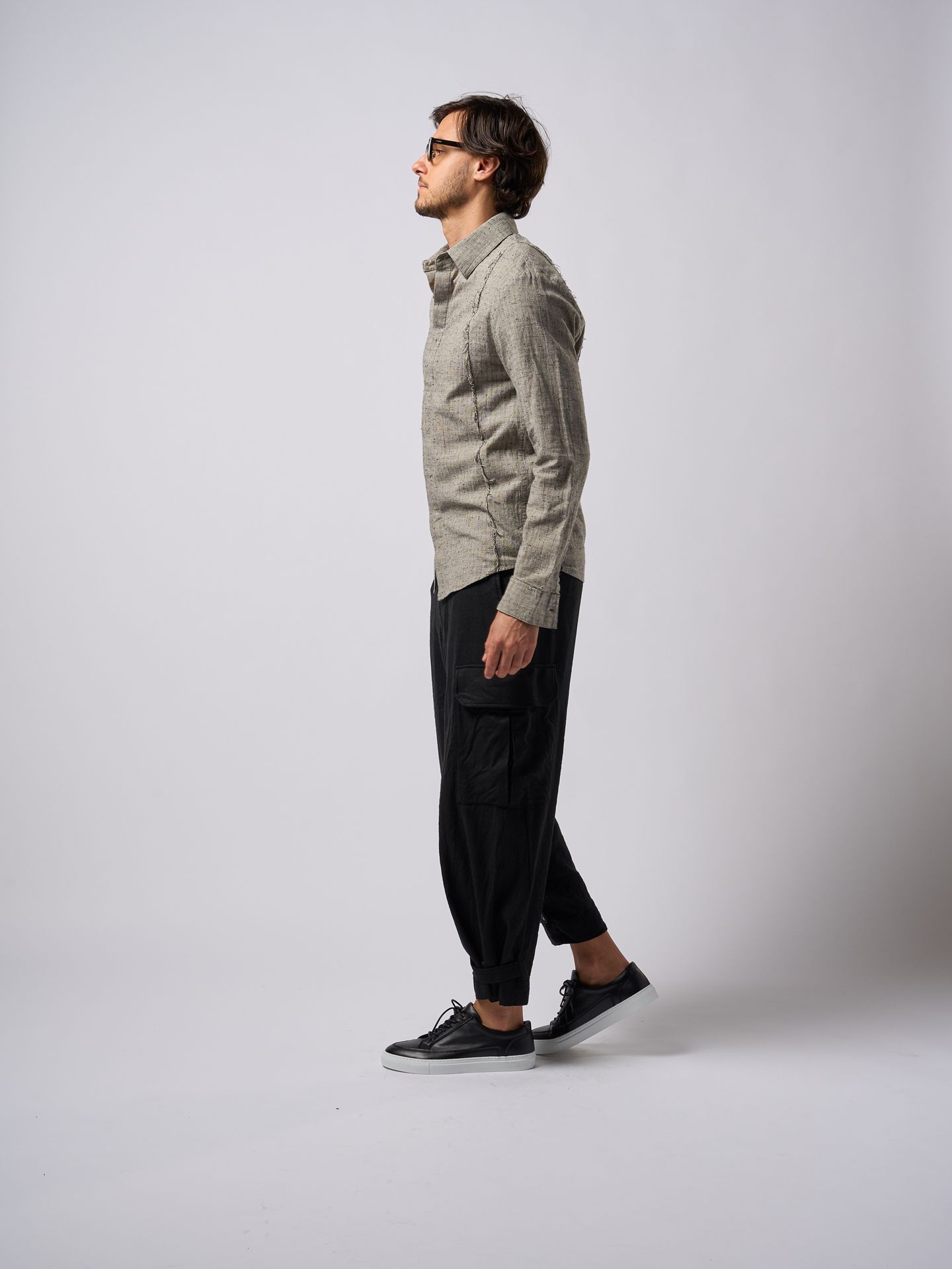 【予約品9月19日 10時締め】 switching texture shirt / シャツ / ナチュラル