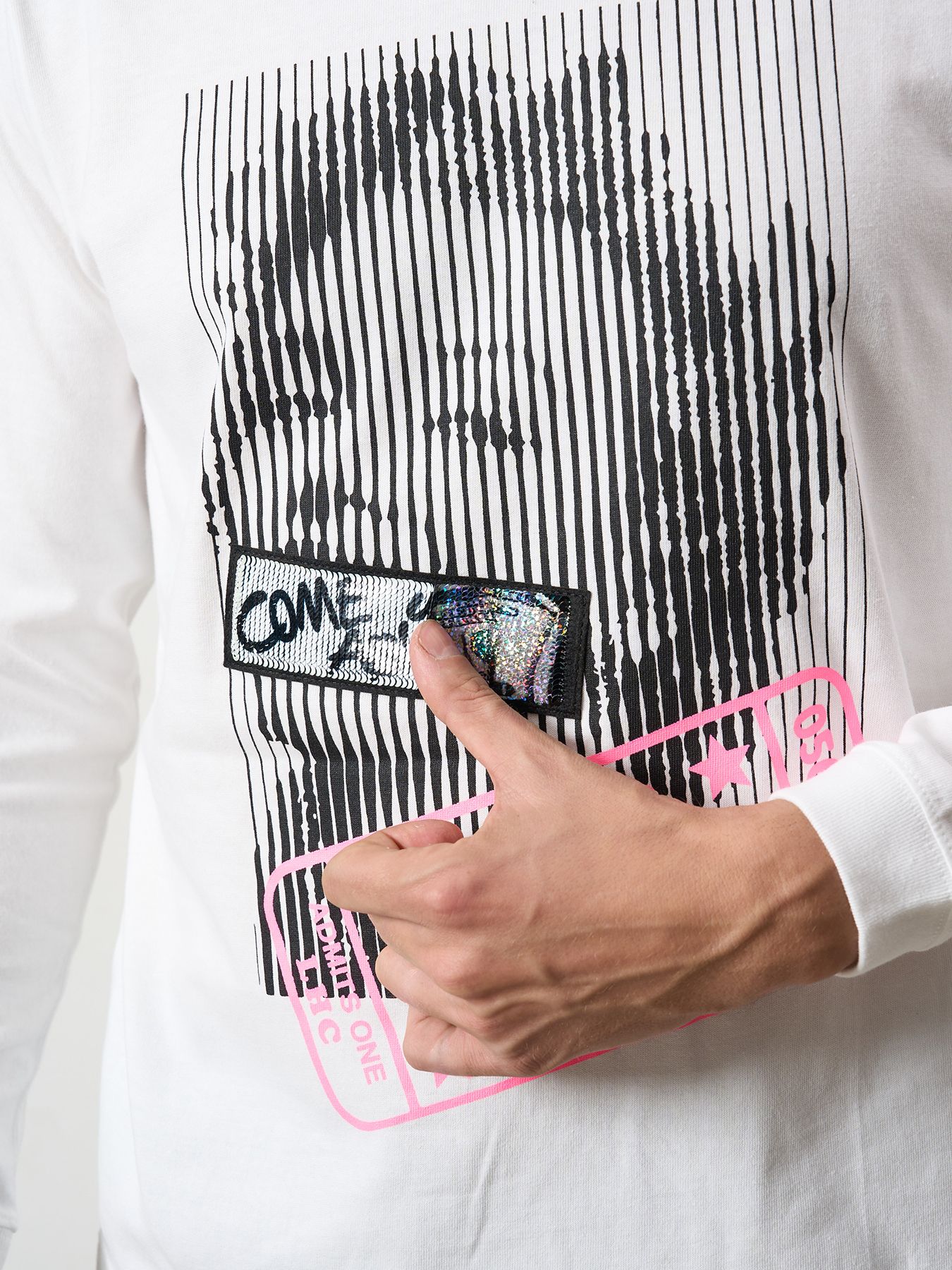 【予約品 5月8日(木) AM10時 締切】 5.6ozコットン天竺 LOST HEARTS シークインLS Tシャツ / ホワイト