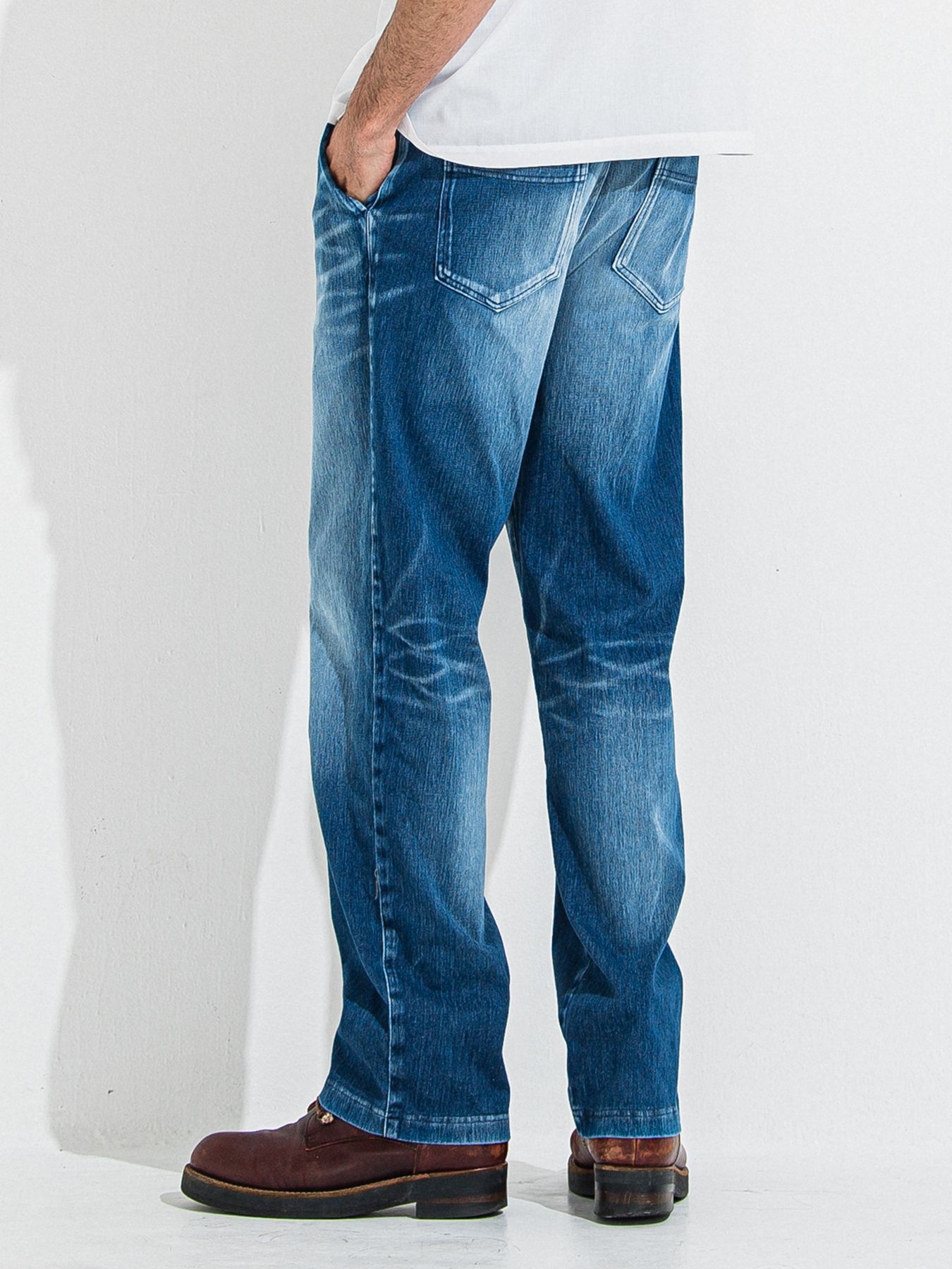【予約品 】DENIM JERSEY WIDE PT / デニムジャージワイドパンツ / ダークインディゴ