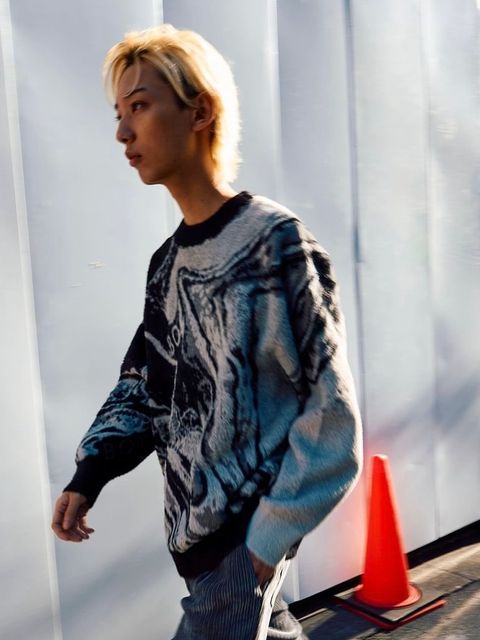 BOY MONOTONE SHAGGY JACQUARD KNIT / ジャガードニット / ブラック