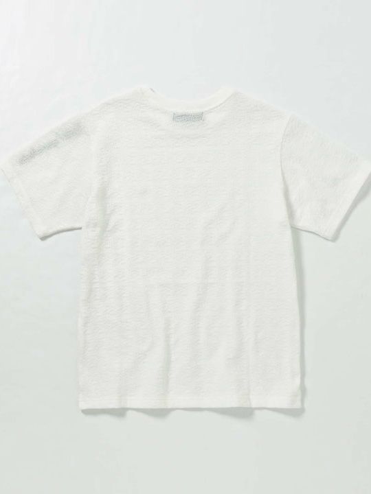 クレープニットロゴ半袖Tシャツ / ホワイト