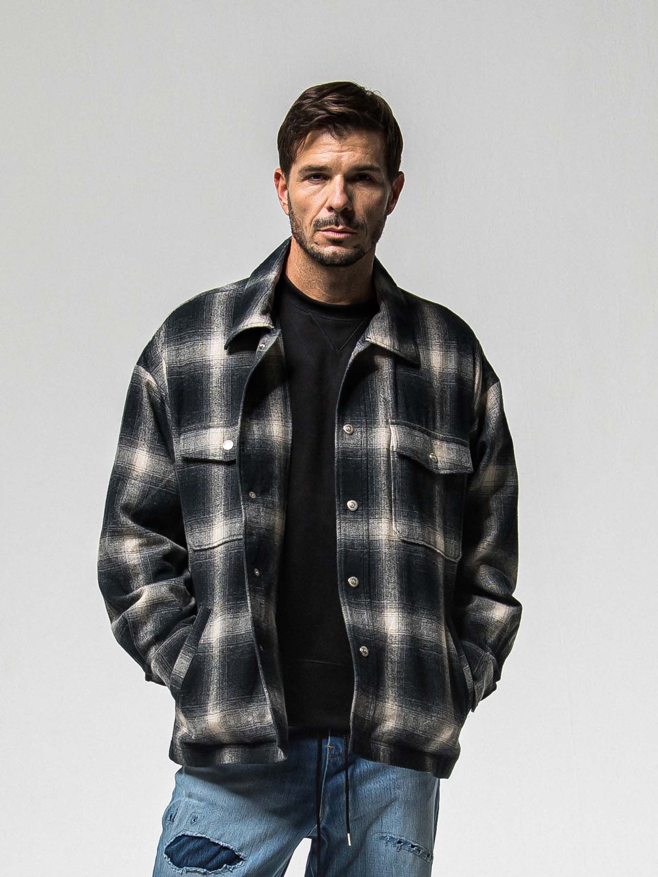 【予約品 8月31日(日) 締切】FLANNEL CHECK JK / フランネルチェック ジャケット / ブラック