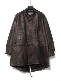 【予約品 10月12日(日) 締切】Hybrid Vegetable Tanned Calfskin Garment Burning Dyed Fishtail Coat / ハイブリッド タンニン鞣し カーフスキン 燃焼製品染めフィッシュテールコート / RUMBLE