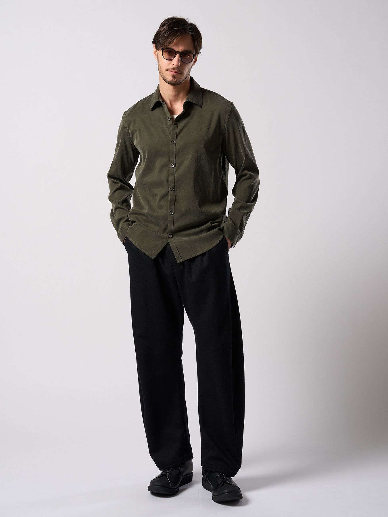 【予約品 4月19日(日) 18時締切】venetian stripe wide banana slacks / ヴェネツィアン ストライプ ワイドバナナスラックス / ブラック